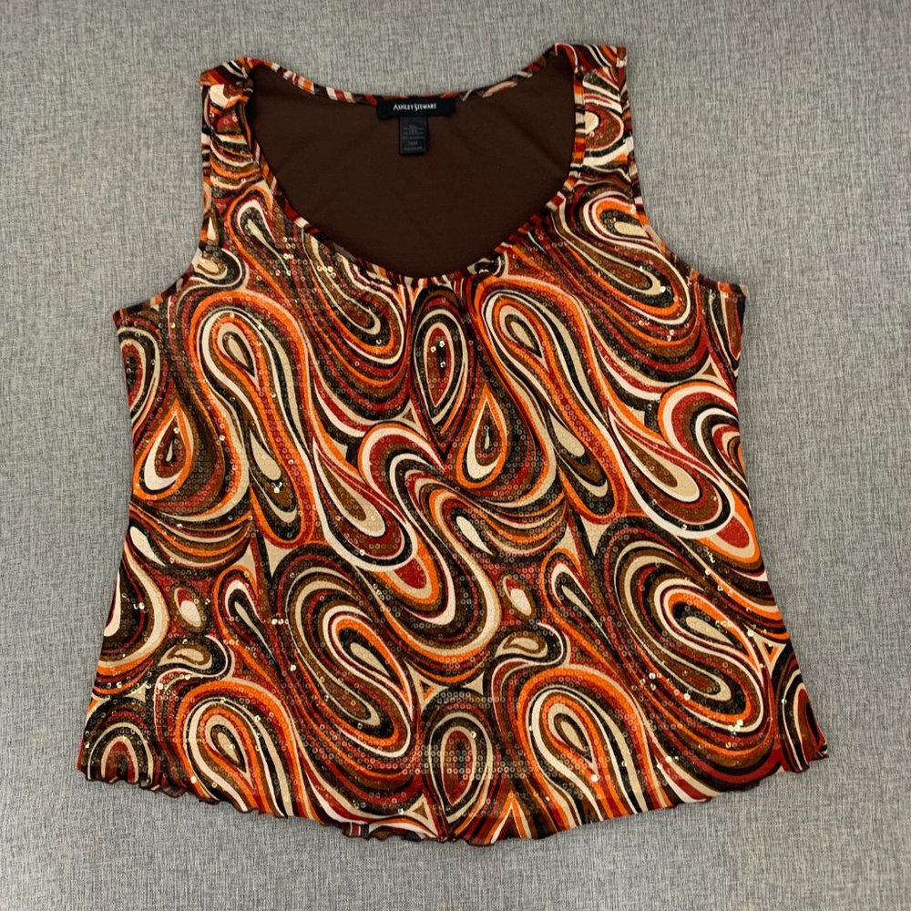 Ashley Stewart Beautiful Sparkle Blouse Elegant Layered Top W/ Gold Sequin 22/24